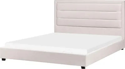 Produktbild von BELIANI Wasserbett Hellbeige Stoff Gesteppt 180x200 cm mit Matratze Wasserbett-Zubehör Hohes Gepolstertes Kopfteil Schlafzimmer Polsterbett Doppelbett