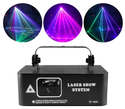 Zdjęcie produktu dla Projektor laserowy, pełnokolorowe efekty, sterowanie DMX, kolor czarny, wtyczka EU