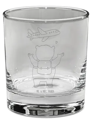 Produktbild von Mr. & Mrs. Panda Whiskyglas Bär Flugzeug - Transparent - Geschenk, Tumbler, Freundin, Mitbringsel, für, Frauen, Whiskey, Whiskeyglas, Bourbon Glas, Jahrestag