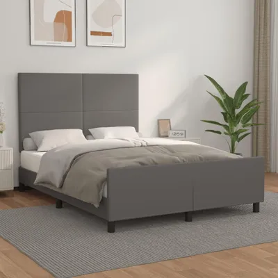Image de Cadre de lit avec tête de lit Gris 140x200 cm Similicuir