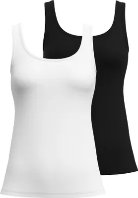 Produktbild von CALIDA Damen Tank Top 2er Pack - Essential Baumwolle, Unterhemd, Top, Jersey, einfarbig Weiß/Schwarz S (40/42)