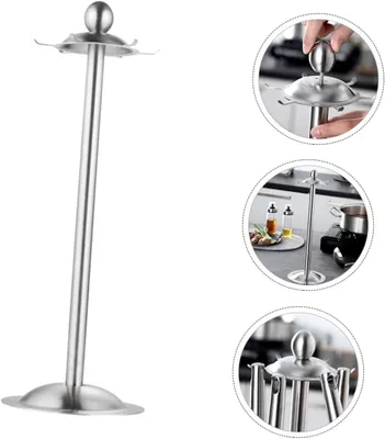 Produktbild von Drehbarer Küchenutensilienhalter aus Edelstahl mit Löffelablage – platzsparend und leicht zu reinigen, multifunktionaler Spatelhalter für die Küche