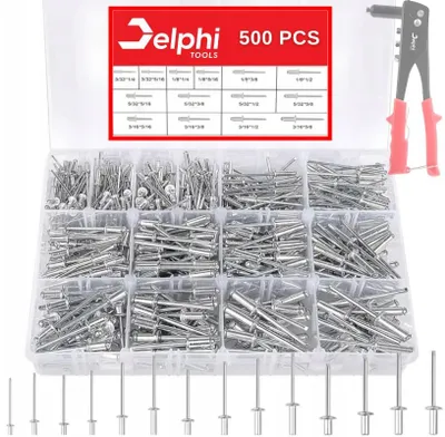 Produktbild von Aluminium-Blindnieten-Set für Handnietgerät, 500 Stück, 2,4–6,4 mm