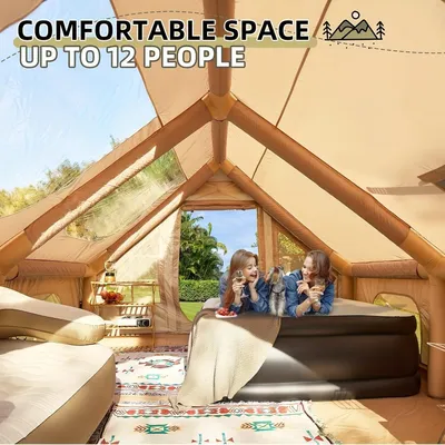Produktbild von Aufblasbares Zelt - Campingzelt - Wochenendzelt - Familienzelt - Festivalzelt - Für 10 Personen - 12 m²