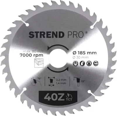 Zdjęcie produktu dla Strend Pro TCT 185x2,2x30/20 mm 40Z, brzeszczot do drewna, brzeszczoty SK