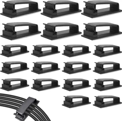 Produktbild von Kabelclips, selbstklebendes Kabelmanagement, Clip-Management, Kabelbinder, Organizer fš¹r elektrische Kabel, Kabelclips (schwarz)