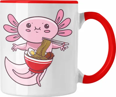 Produktbild von Trendation - Axolotl Tasse Grafik Lustig Geschenkidee Schwanzlurch Tiere Geschenk Ramen Lustig (Rot)