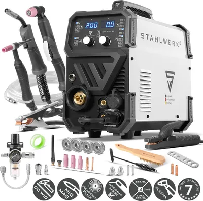 Produktbild von STAHLWERK Schutzgasschweißgerät 4-in-1 Kombi CTM-250 ST – WIG, MIG/MAG, MMA (E-Hand), FLUX (Fülldraht) bis 200A, CUT bis 45A, Schneidleistung bis 14mm