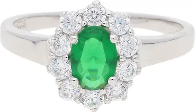Produktbild von Damen Ring Oval 925 Silber Zirkonia grün JL10-07-2305 Größe 60
