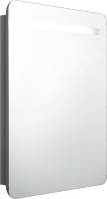 Image de Armoire de salle de bain à miroir LED gris brillant 60x11x80 cm