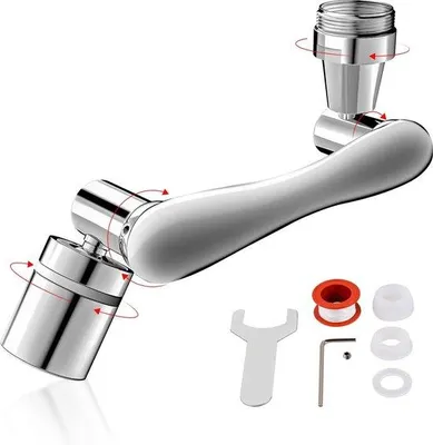 Produktbild von Badezimmerhähnchen mit Drehfunktion, Sprühschutz, Badezimmerregler, Wassersparenverlängerung, zweistufige Düse, Verlängerungskopf für Dusche und Wasserarmatur
