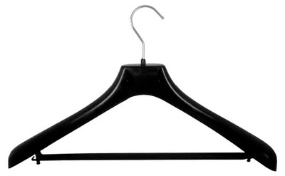 Produktbild von Schwarze Anzugbügel mit Steg und Rockhaken, 42 cm, 10 Stück