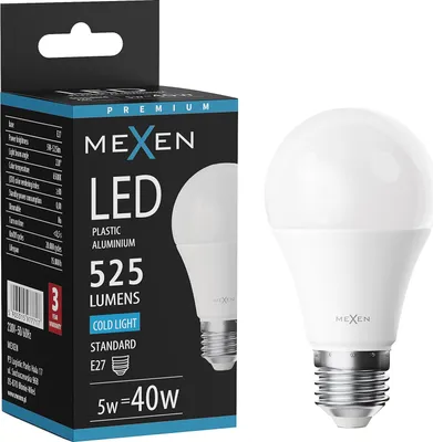Produktbild von Mexen Nova LED-Glühbirne E27, A60, 5W, Kalt - 6500K, 525 lm - L100-E27-0565-01