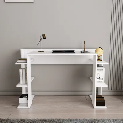 Produktbild von Skye Decor, Çinar - White, Schreibtisch, Weiß, 100 % MELAMINBESCHICHTETE SPANPLATTEN, 122,7 x 45 x 77 cm