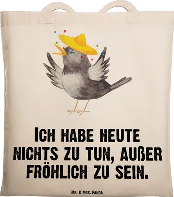 Produktbild von Mr. & Mrs. Panda Tote Bag Rabe Sombrero - Transparent - Geschenk, Tasche, Shopping, Motivation, Uni, Beutel, Vögel, festivaltasche, Vogel, Lustige Sprüche, Elster
