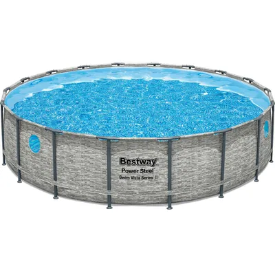 Produktbild von Bestway Stahlrahmenpool Set Power Steel Swim Vista Ø 549 cm x 122 cm Rund Grau