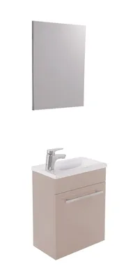Produktbild von ONDEE ZEN-Handwaschbecken NINO – mit Spiegel – 44 cm – Taupe – lackiert – wird als Bausatz geliefert