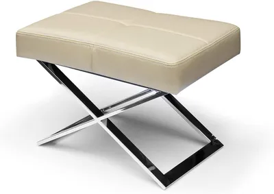 Productafbeelding van Bauhaus-voetbankje/zitbankje van leer, in crèmekleurige beige tint