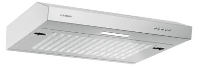 Image de Klarstein SlimVent Hotte Aspirante, 60 cm Hotte de Cuisine Gain de Place, 200 m³/h, Énergie A+, Silencieuse 52 dB, LED, Filtre à Charbon, Hotte à Tiroir, Argent