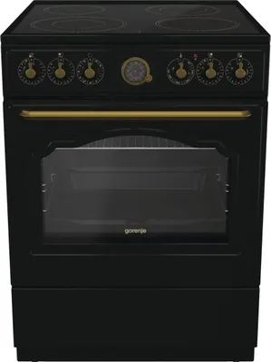 Immagine prodotto di Gorenje Classico GECS 6 B70CLB Fornello elettrico con piano cottura in vetroVetroceramica / design retrò / 60 cm / 71 litri / Gentle Close / riscaldamento rapido / AirFry / ExtraSteam / modalità Pizza / AquaClean / nero