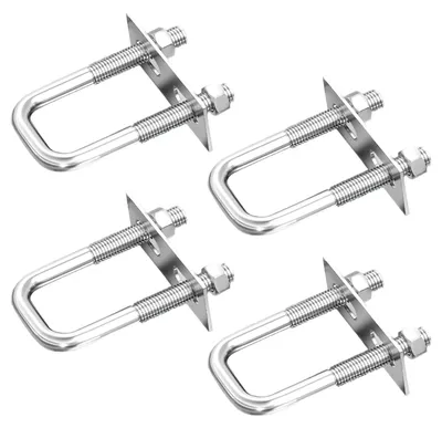 Imagen del producto de 4 tornillos en forma de U, M8, de 50 x 80 mm, con tuercas y placas de fijación