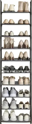 Image de Étagère à chaussures Rootz à 10 niveaux - Rangement pour chaussures - Étagère pour chaussures - Peu encombrante - 28 cm x 45 cm x 173 cm