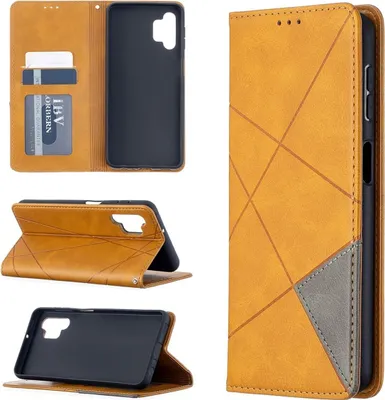 Produktbild von König Design Hülle kompatibel mit Samsung Galaxy A32 5G Kunstleder Handyhülle - Handy Case Gelb