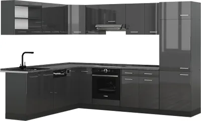 Obrázok produktu pre Rohová kuchyňa Vicco R-Line Antracit vysoký lesk/antracitová 287 x 227 cm, AP Antracit, Model 54188