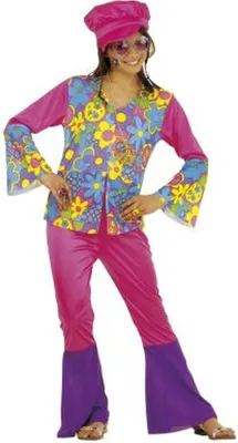 Produktbild von 60er 70er Hippie Mädchenkostüm bunt