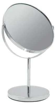 Image de 66959 Miroir de maquillage chromé, pour salle de bains/salle de maquillage/chambre à coucher, pivotant à 360°, grossissement x2, 29 x 18 x 13 cm