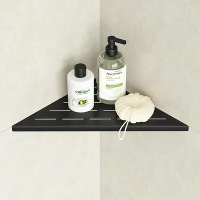Immagine prodotto di Ripiano angolare per doccia, acciaio inossidabile nero, 254 mm, da incasso, per bagno
