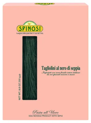 Produktbild von Eierbandnudeln Tagliolini mit Tintenfischtinte 250 gr. - Spinosi