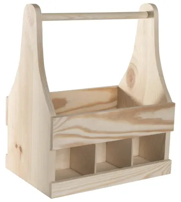 Imagen del producto de Soporte de madera para 6 botellas, hecho de madera sin tratar