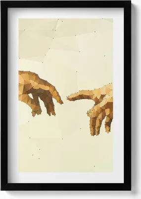 Produktbild von Die Erschaffung von Adam– Wandbild mit Rahmen – Gerahmtes Bild  – Wanddekoration – 40x60 cm –  Schwarz
