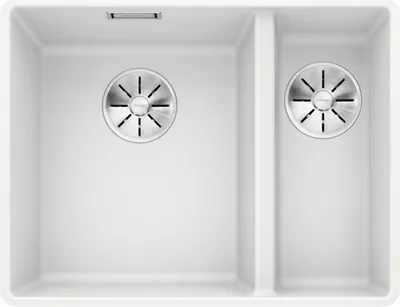 Produktbild von Spüle Blanco SUBLINE 340/160-F 552 x 427 mm weiß 523571 1 Spülbecken Ohne Tropffläche Mit Restebecken Becken links