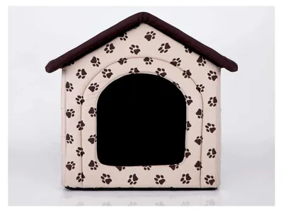 Produktbild von Hundehütte Hundehöhle Hundebett Hundehaus Katzenhöhle Größe L - 52x46 cm beige mit Pfoten