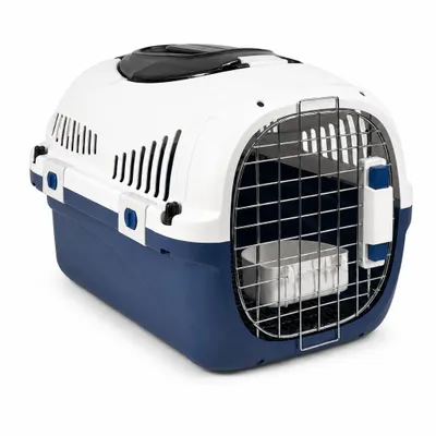 Produktbild von SNOEKIE Katzentransportbox mit 2 Öffnungen, 49,5 x 32 x 32,6 cm, Transportbox für Katzen und kleine Hunde, mit Dachöffnung