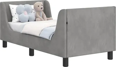 Obrázok produktu pre vidaXL Detský rám postele s čelom svetlosivý 70 x 140 cm zamat