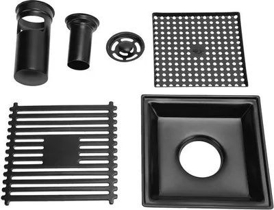 Obrázek produktu pro Sprchový košík 12 x 12 cm, čtvercový, s odtokem proti zápachu, sítkem a mřížkou
