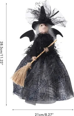 Image de Halloween Veil Witch with Spider Web Skirt Doll Halloween Desktop Ornament Party Decor Haunted House Props