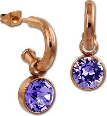Image de Amello Boucles d'oreilles en acier inoxydable Boucles d'oreilles lilas scintillant zirconium rose doré ESOS51V