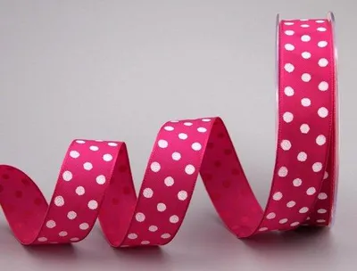 Produktbild von Famanu Dekorationsband mit Punkten - rosa-weiß - 20 m x 25 mm