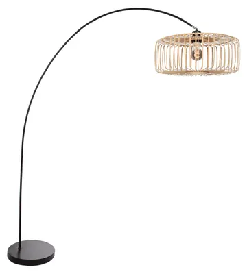 Immagine prodotto di Lampada da terra - nero - Solva - bambù metallo - lampada ad arco - E27 - 4156ZW - Mexlite