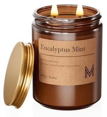Productafbeelding van Geurkaars in glas, eucalyptus-munt, sojawas, 550g, brandduur 110 uur, 2 lonten