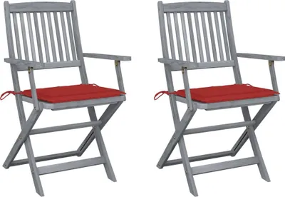 Produktbild von Möbel Klappbare Gartenstühle 2 Stk. mit Sitzkissen Massivholz Akazie - Gartenstühle 3064488