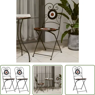 Image de The Living Store Chaises de bistrot 2 pcs. Pliable Terrakottarot et Blanc Céramique