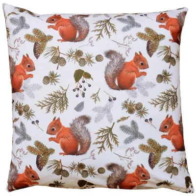 Produktbild von Kissen-Bezug Eichhörnchen Winter Weihnachten Motiv bunt 40x40 cm