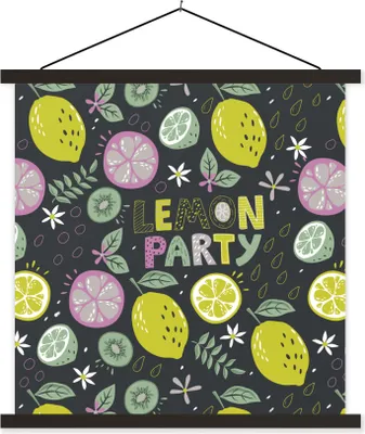 Produktbild von MuchoWow® Textilposter Sommer - Zitate - Zitronen 60x60 cm mit schwarzem Rahmen - Posteraufhänger