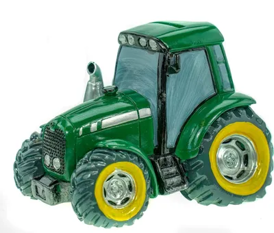 Produktbild von Kremers Schatzkiste Spardose Traktor Grün Handbemaltes Sparschwein 16 cm Dekof