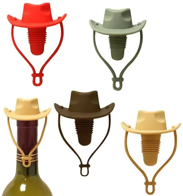 Produktbild von Weinverschluss – Cowboyhut-Weinflaschenverschluss – 4 Pack – Flaschenverschluss – Vakuum-Weinverschluss – Lustiger Weinverschluss - Silikonverschlüsse
